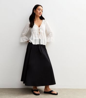 ●ROUGHNECK● Shirred Waist Band Midi Skirt / Black Shirred Waist Band Midi Skirt Black - roughneck | 60