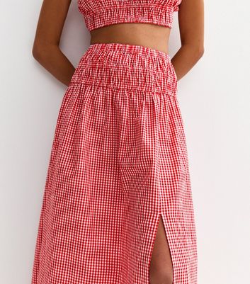 【ok.soon】gingham check long skirt New Look Black Gingham Check Slit Hem Maxi Skirt | Very
