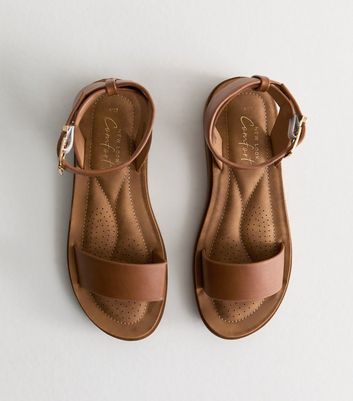 Tan Brown Faux Suede Open Toe Sandals | New Look
