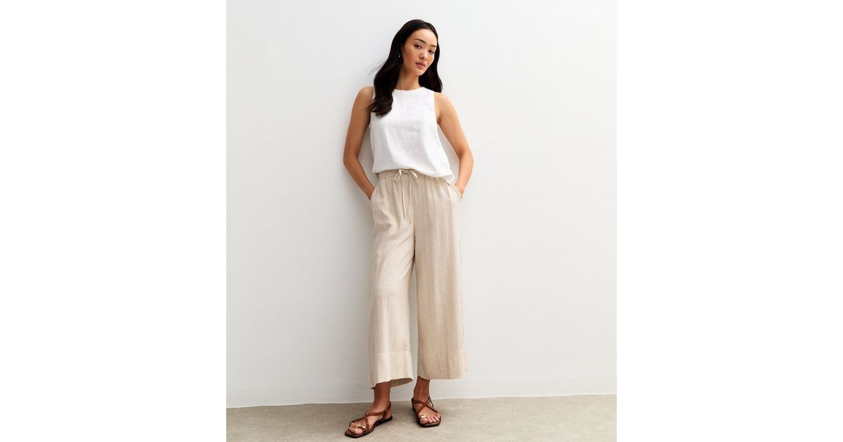 Ebony Wide Leg Trousers - Light Stone