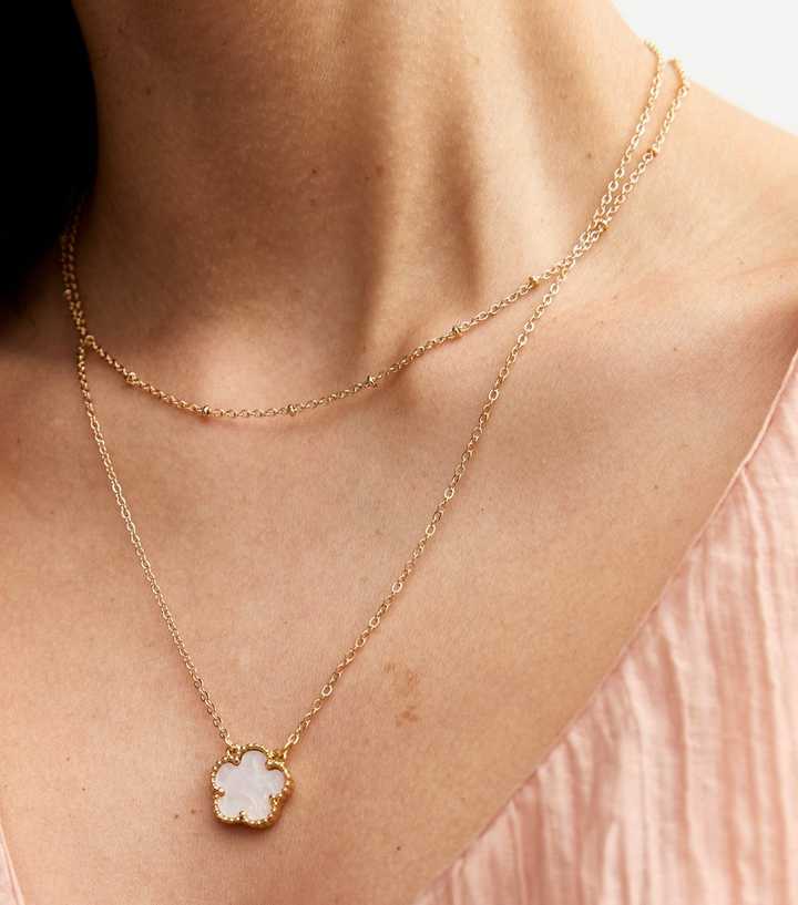 Gold Tone Flower Necklace