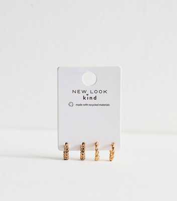 Pack Of 2 Gold Tone Embellished Hoop Earrings