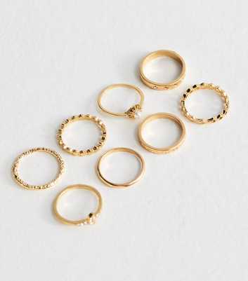 Pack of 8 Gold Tone Celestial Rings 