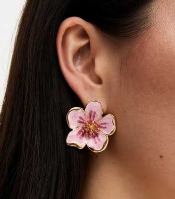 Pink Flower Earrings