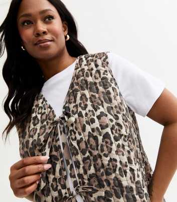 Curves Brown Leopard Print Padded Sleeveless Jacket