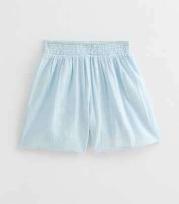 Girls Light Blue Gauze Elasticated Waist Shorts