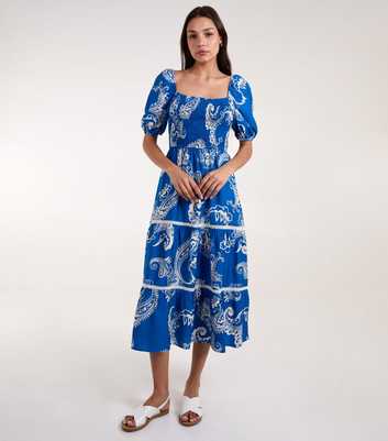 Blue Vanilla Bright Blue Paisley Midi Dress