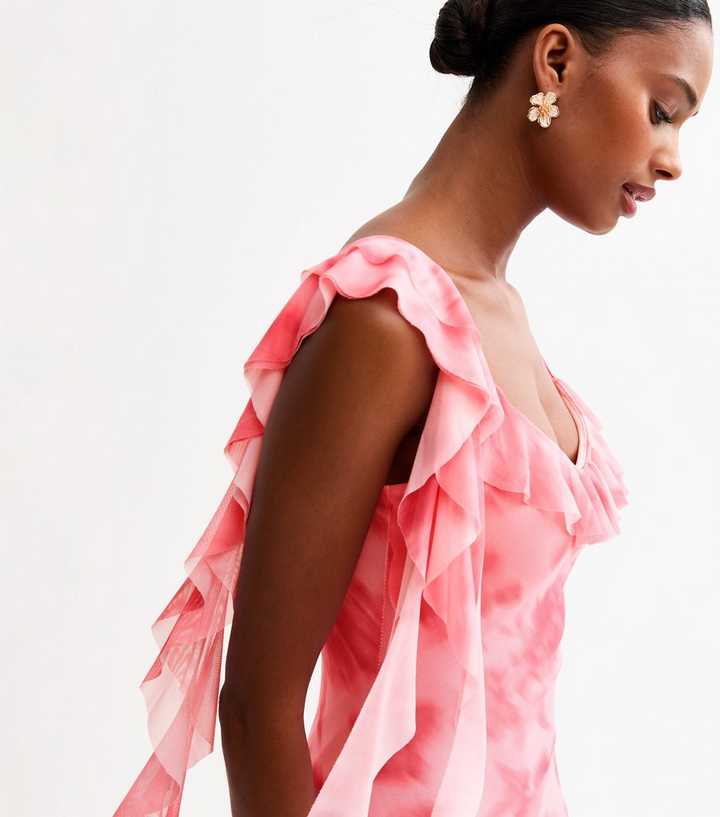 pink frilly dress womens Ruffled mini dress Pink For Women