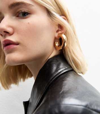 Gold Tone Chunky Hoop Earrings