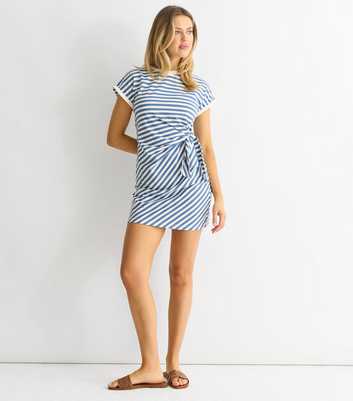 Gini London Blue Knotted Striped Mini Dress