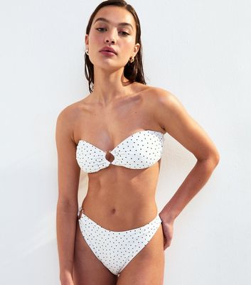 white polka dot bikini top