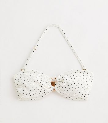 white polka dot bikini top