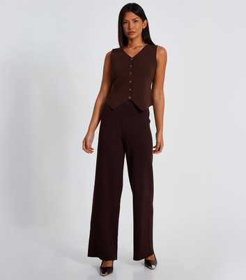 QUIZ Light Brown Straight Leg Knitted Trousers