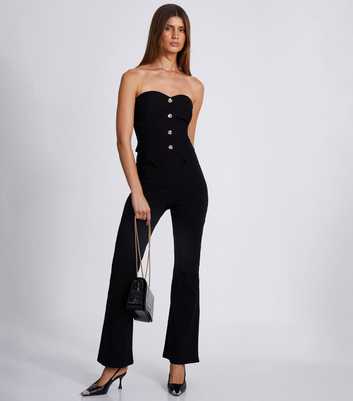 QUIZ Black Belted Flared Trousers