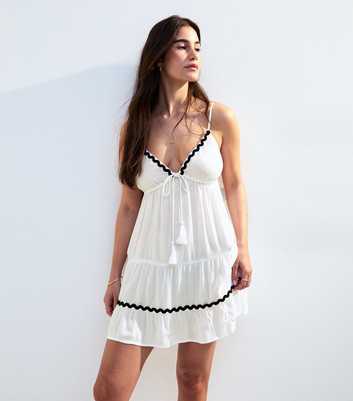 White Crinkled Mini Beach Dress