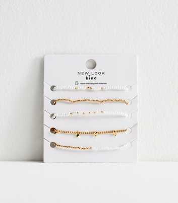 Pack Of 5 Gold Tone Beaded Bracelets