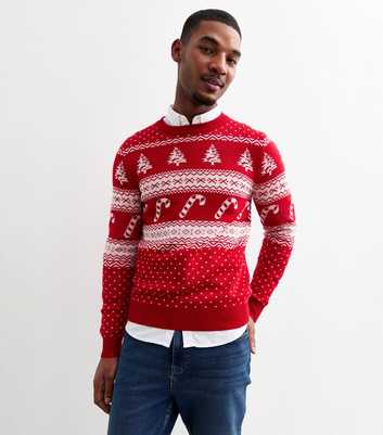 Jack & Jones Red Slim Christmas Jumper