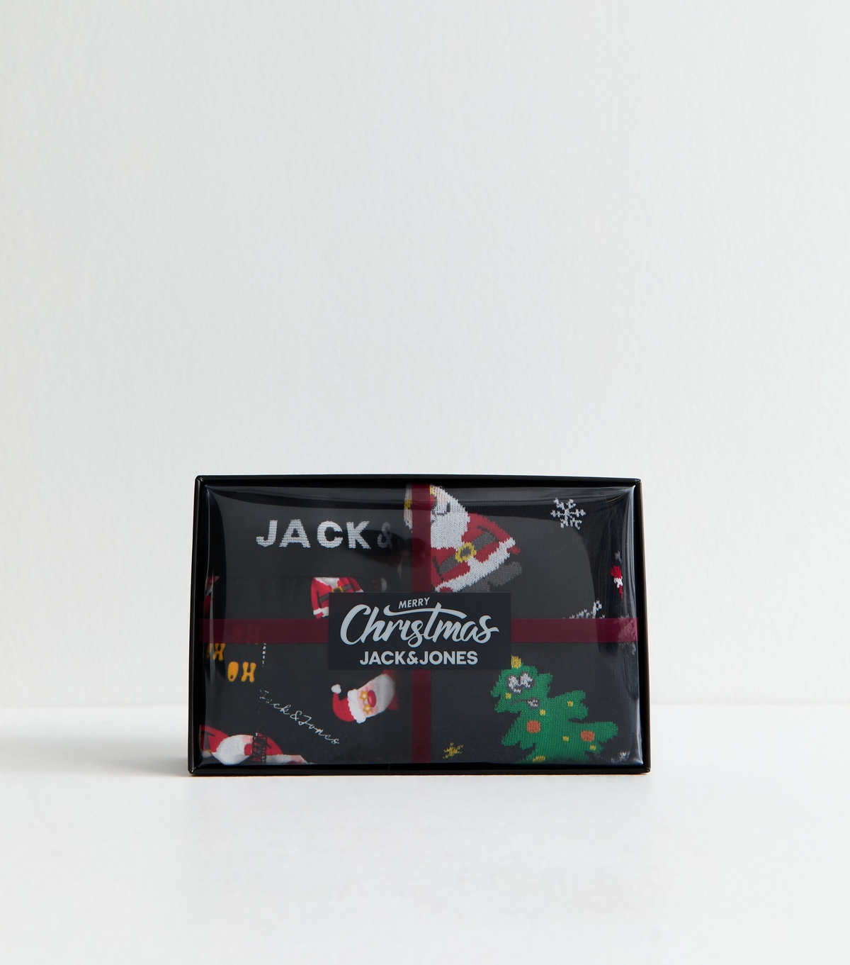 Men's Black Christmas Print Gift Set Jack & Jones New Look