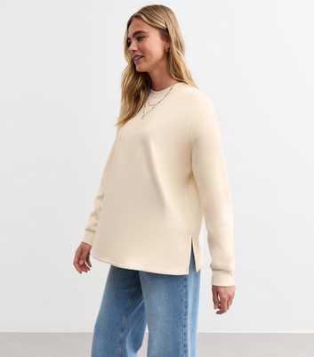 Maternity Off White Split Hem Oversized Sweatshirt