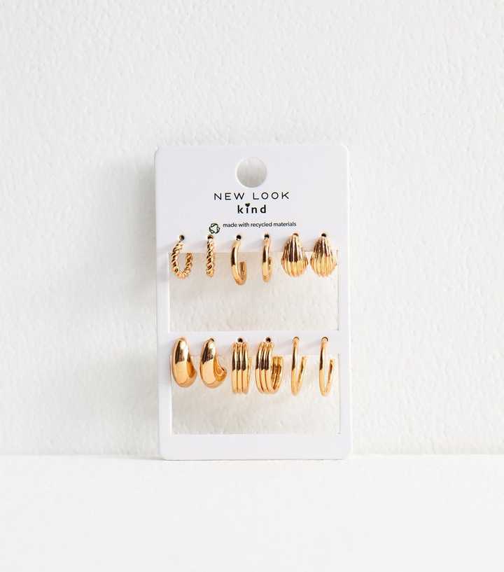 Pack Of 6 Gold Tone Hoop Earrings