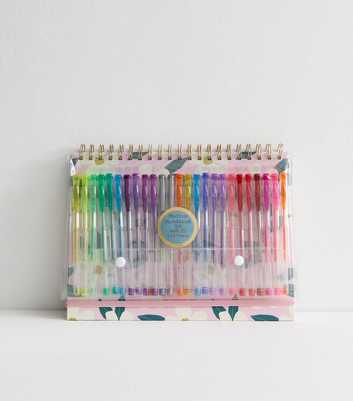 Pink Floral Sketchbook and Pens Set