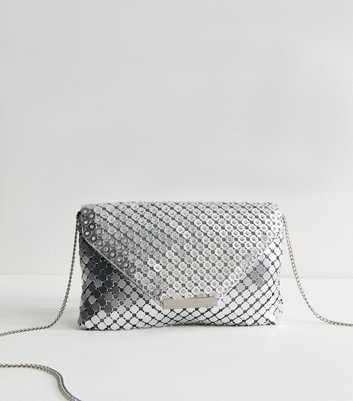 Silver Diamanté Chainmail Effect Clutch