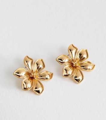 Gold Tone Flower Stud Earrings