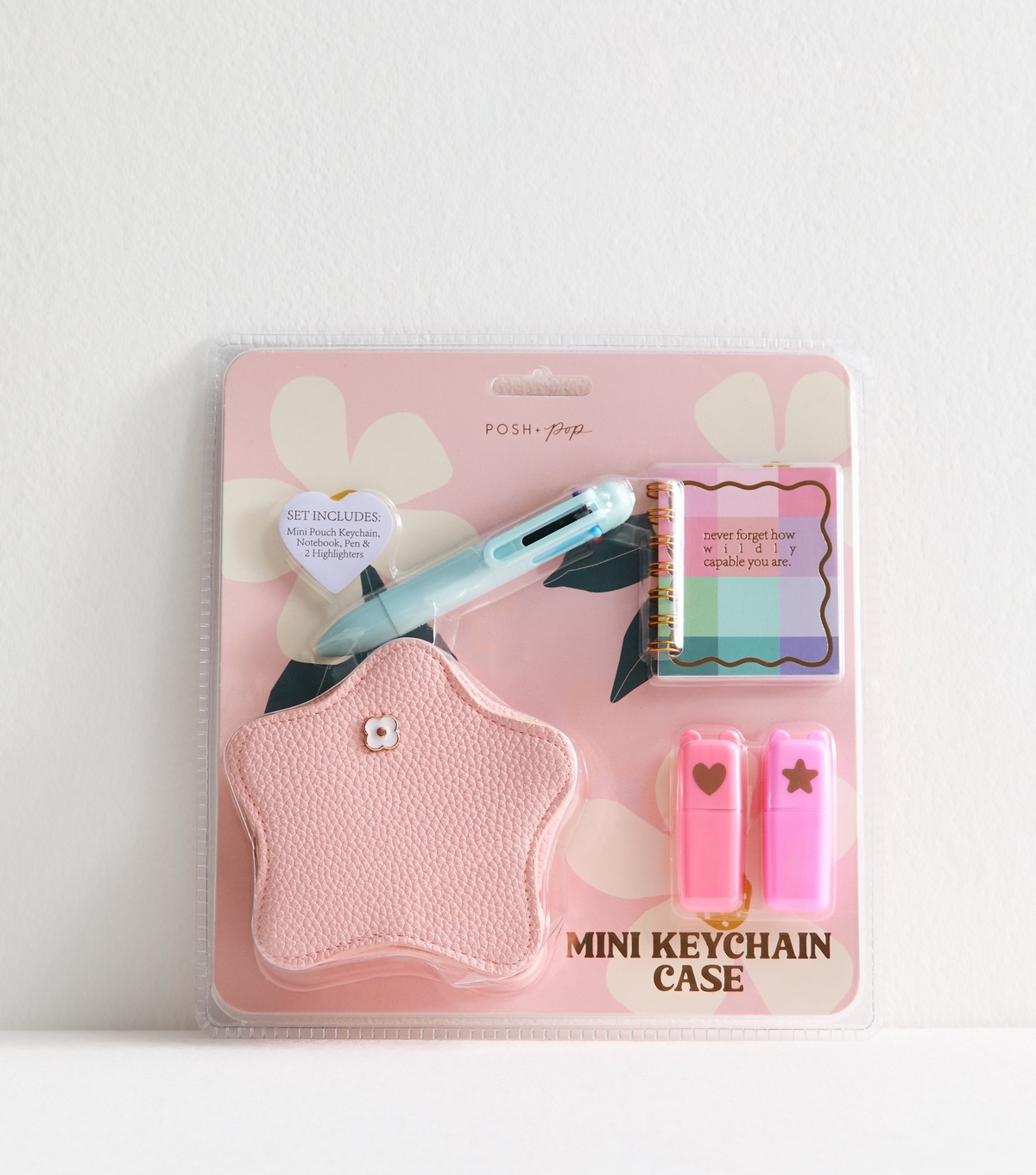 Pink Pouch Keychain Set New Look