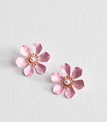 Pink Floral Stud Earrings