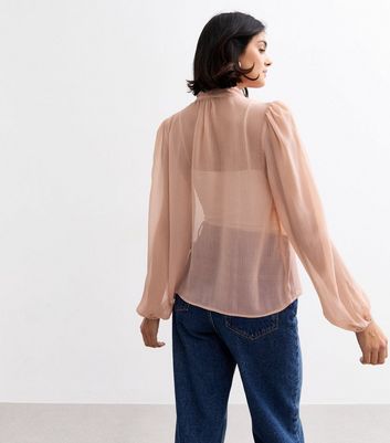 sheer pussybow blouse