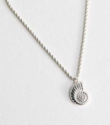 Silver Tone Shell Charm Rope Chain Necklace