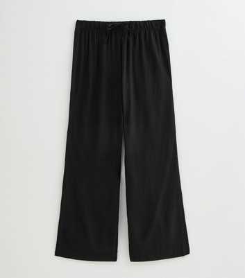 Maternity Black Crinkle Texture Wide Leg Trousers