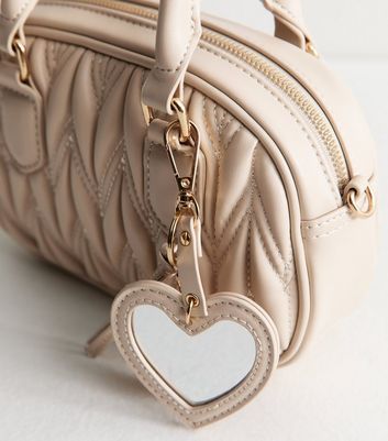 Cream Quilted Faux Leather Mini Crossbody Bag | New Look