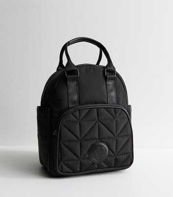 Black Quilted Panel Backpack