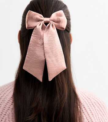 Pink Satin Bow Hair Claw Clip