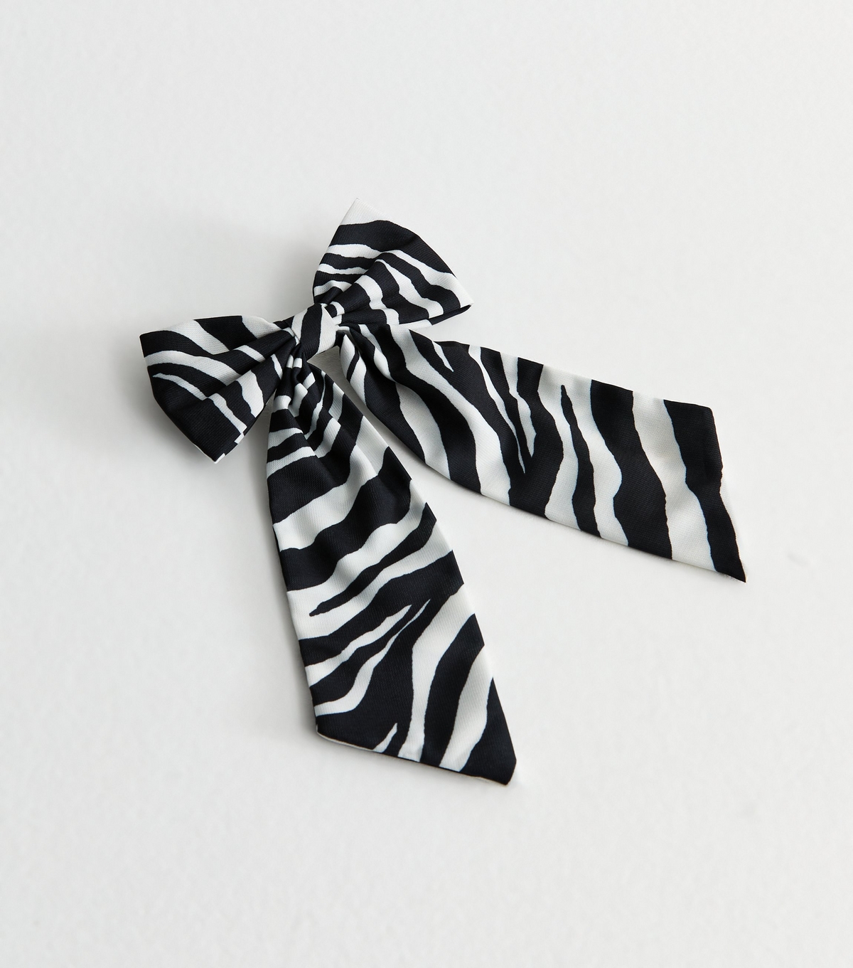 Black Zebra Print Bow Hair Clip New Look