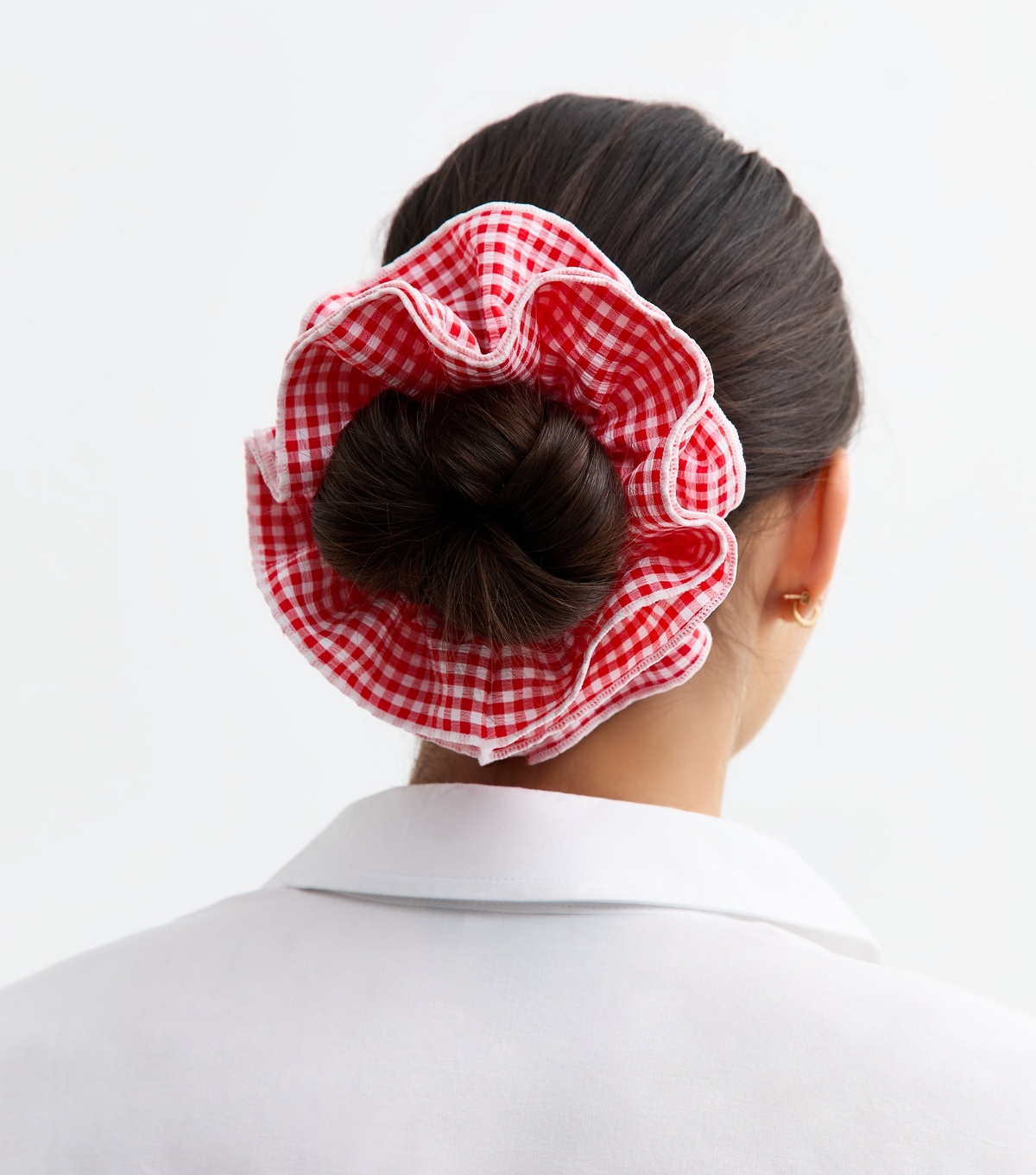 Red Frilly Gingham Scrunchie New Look