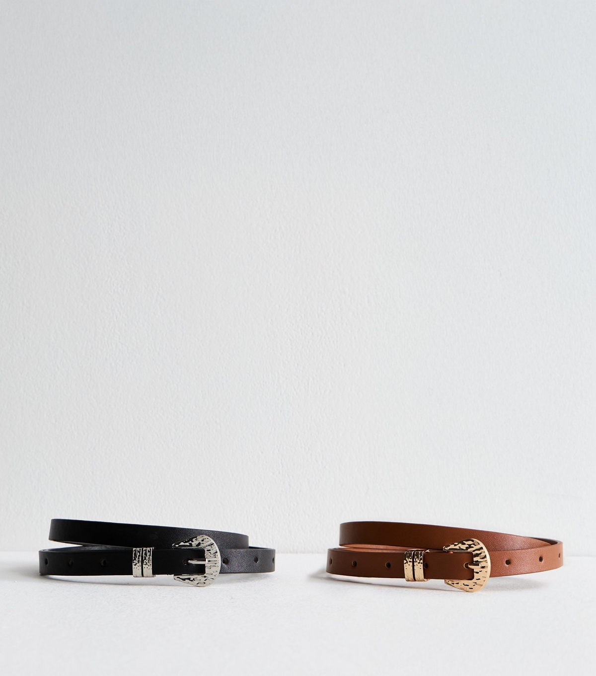 Pack Of 2 Black And Tan Faux Leather Belts New Look