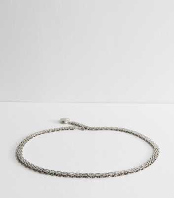 Silver Tone Heart Charm Chain Belt
