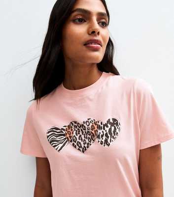 Pink Foil Heart Print T-Shirt