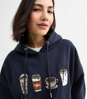 Blue Vanilla Navy Coffee Embroidered Hoodie