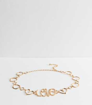 Gold Tone Love Chain Belt