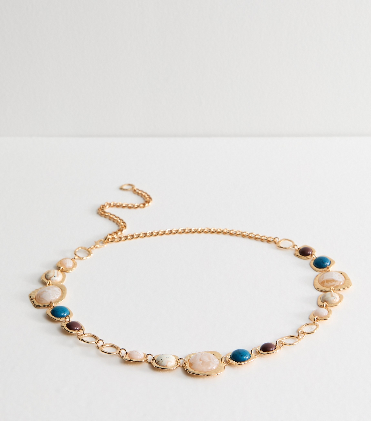 Gold Tone Stone Embellished Chain Belt New Look
