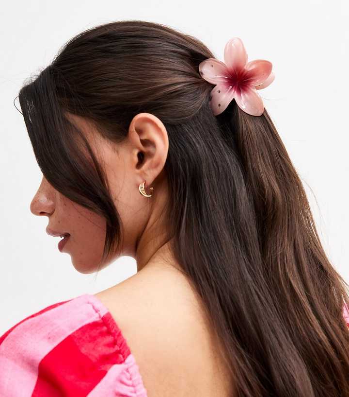 Pink Flower Hair Claw Clip