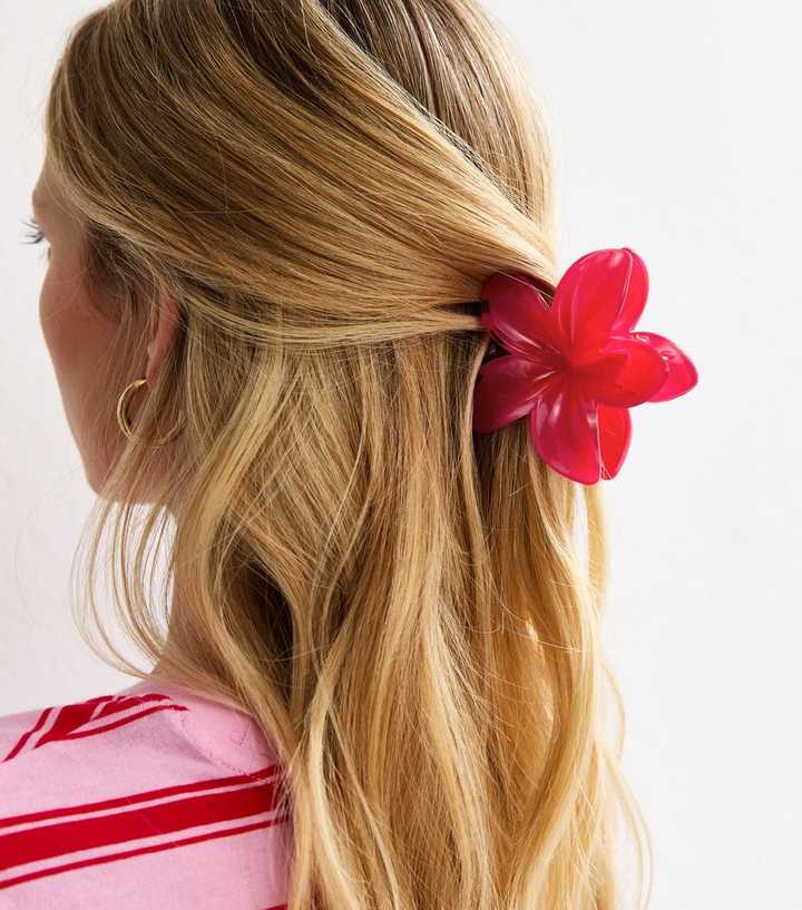 Pink Tropical Flower Hair Claw Clip