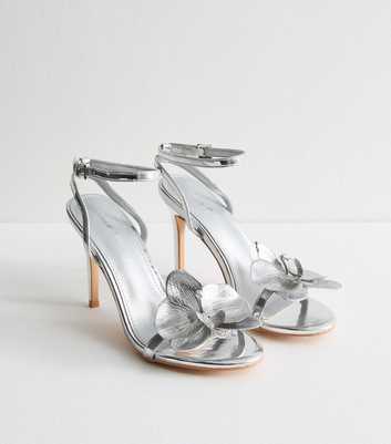 Public Desire Mica Silver Metallic Faux Leather Sandals