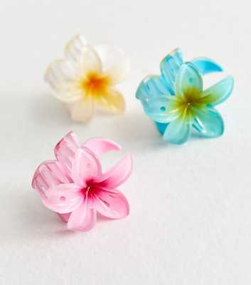 Pack of 3 Multicolour Tropical Flower Mini Hair Clips