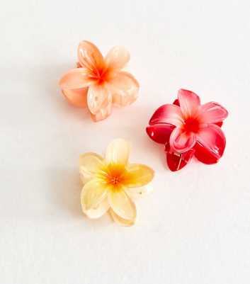 Pack of 3 Multicolour Tropical Flower Mini Hair Clips