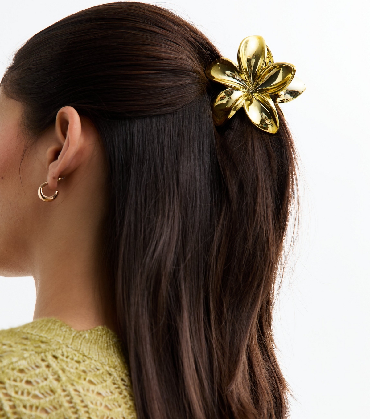 Gold Metallic Flower Hair Claw Clip New Look