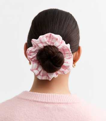 Pink Gingham Print Scrunchie